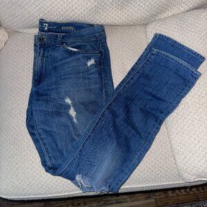 Mens' 7 (Seven) For Mankind Light Denim Slimmy Jeans - Tattered - 33/30